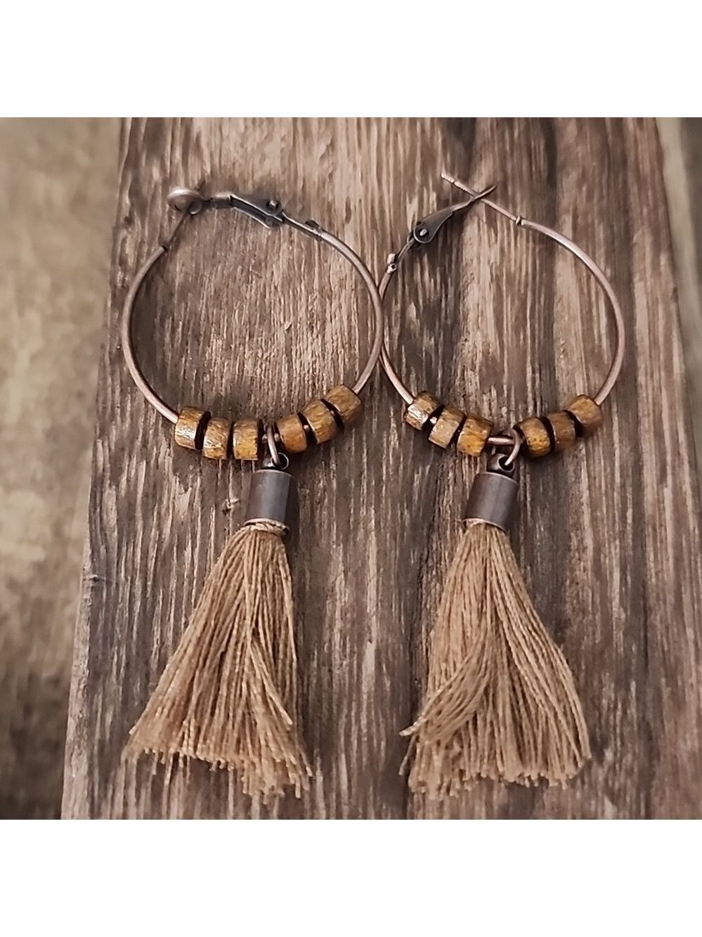 Boho Beaded Hoops Copper